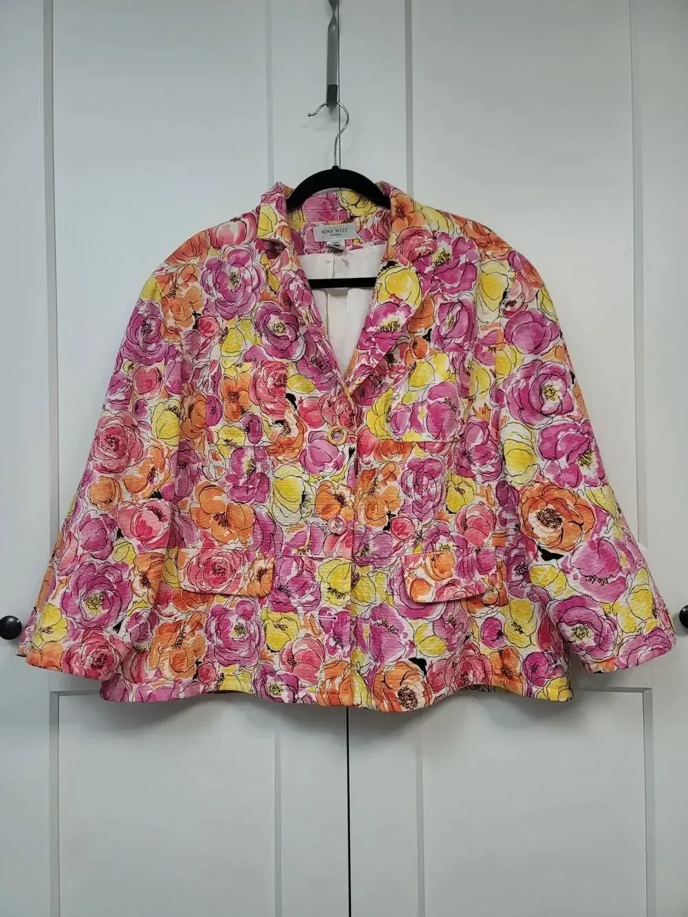 Nine West Vintage Floral Blazer Jacket Plus Size 24W